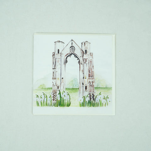 Rosie and Waterfall Walsingham Abbey Card