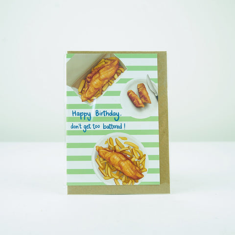 Katie Tinkler Fish and Chips Birthday Card